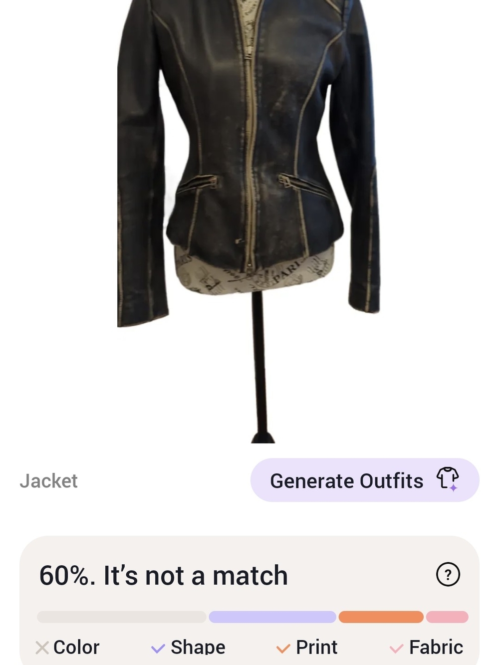 Danier Black Distressed Leather Zip-Front Jacket